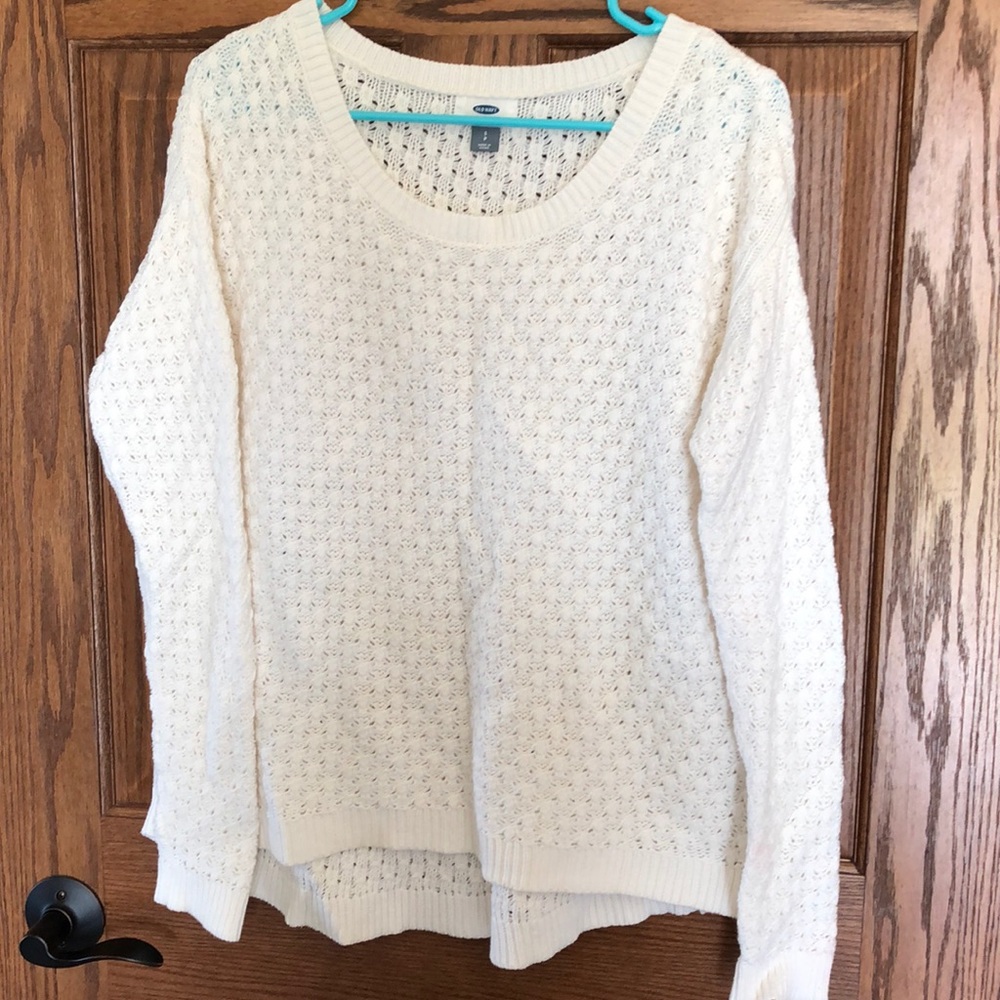 Boxy High-low White Sweater
